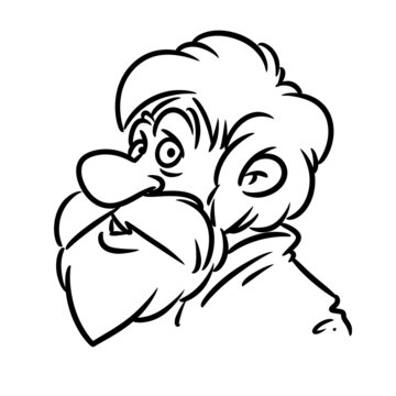 Portrait of a man poor bum beard illustration cartoon contour