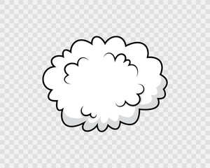 Comic cloud. Pop art speech bubble. Speed effect balloon. Explosion bomb frame. Funny message shape. Cartoon motion element. Sky air object. Vector illustration.