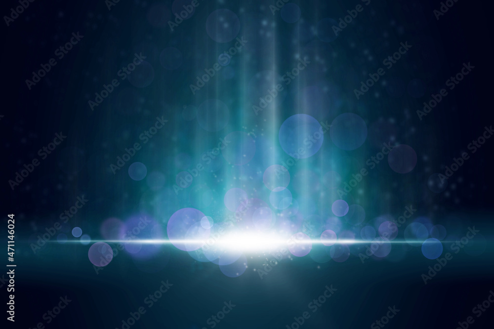 Wall mural abstract stylish light effect on a black background. gold glowing line. luminous dust and glares. fl