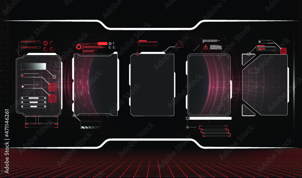 Poster futuristic vector hud interface screen design. digital callouts titles. hud ui gui futuristic user i