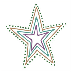 Vector hand drawn star illustration. Cute colorful doodle isolated on white background. For print, web, greeting card, design, decor.