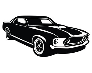 Obraz na płótnie Canvas vector graphic illustration of ancient muscle car isolated black and white