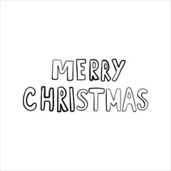 lettering Merry Christmas. Vector doodle illustration. Hand lettering