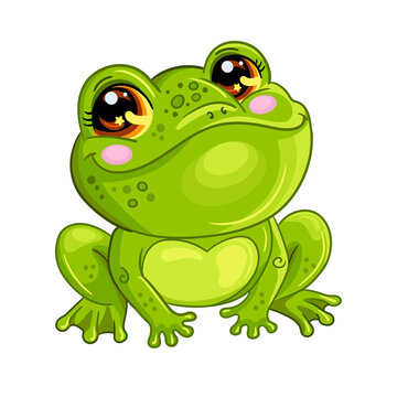 Cute and happy green frog vector illustration