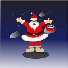 Santa Clause On Cristmas Vector Illustration