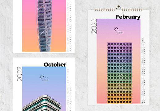 Colorful Architecture Wall Calendar 2022 Layout