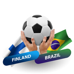 Soccer football competition match, national teams finland vs brazil