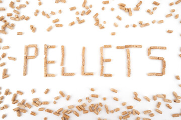 Pellets als Schlagwort über weißem Hintergrund