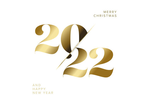 Minimalistic Happy New Year Card Layout with Golden Numbers