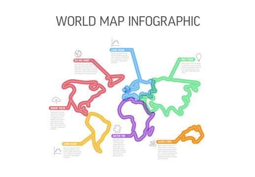 Thick Line World Map Multipurpose Infographic Layout