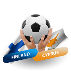 Soccer football competition match, national teams finland vs cyprus