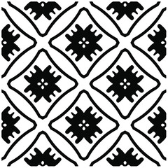 Decorative abstract pattern. Black and white seamless geometric pattern.