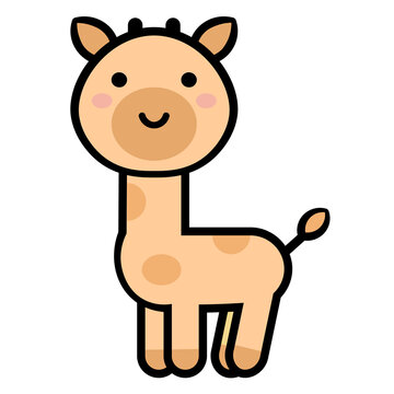 giraffe cute character icon. Hand drawn vector illustration.