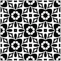 Flower geometric pattern. Seamless vector background. White and black ornament. Ornament for fabric, wallpaper, packaging. 

Decorative print.