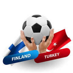 Soccer football competition match, national teams finland vs turkey