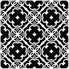 Decorative abstract pattern. Black and white seamless geometric pattern.