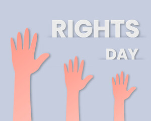 International Human Rights day in paper cut style. Vector Illustration of 10 December.