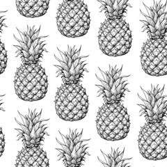 Seamless pattern with Pineappple. Hand drawn package design. Pineapple template. Vector illustration. Pattern illustration. Can used for package