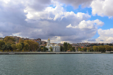Fototapeta premium Istanbul Turkey. September 29, 2021. Sveti Stefan Church by the Sea in Fatih district (known name in Turkey: Demir Church)