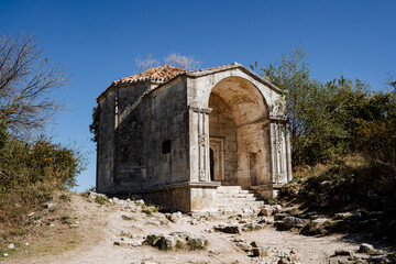 Ancient building of stone, the mausoleum of the princess. Architectural structure made of stone. ancient places