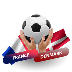 Soccer football competition match, national teams france vs denmark - obrazy, fototapety, plakaty