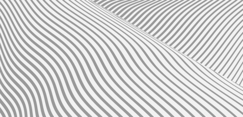 Monochrome abstract striped horizontal banner with calm wavy lines and deformation effect. Modern vector background saver for web design, business card, mobile apps, poster, web banner, package.