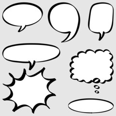 Hand drawn set of speech bubbles isolated . Doodle set element. Vector illustration.