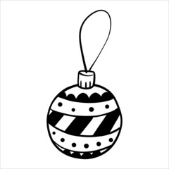 Christmas tree decoration. Doodle vector illustration, one element. Drawn Christmas decorations for the tree.