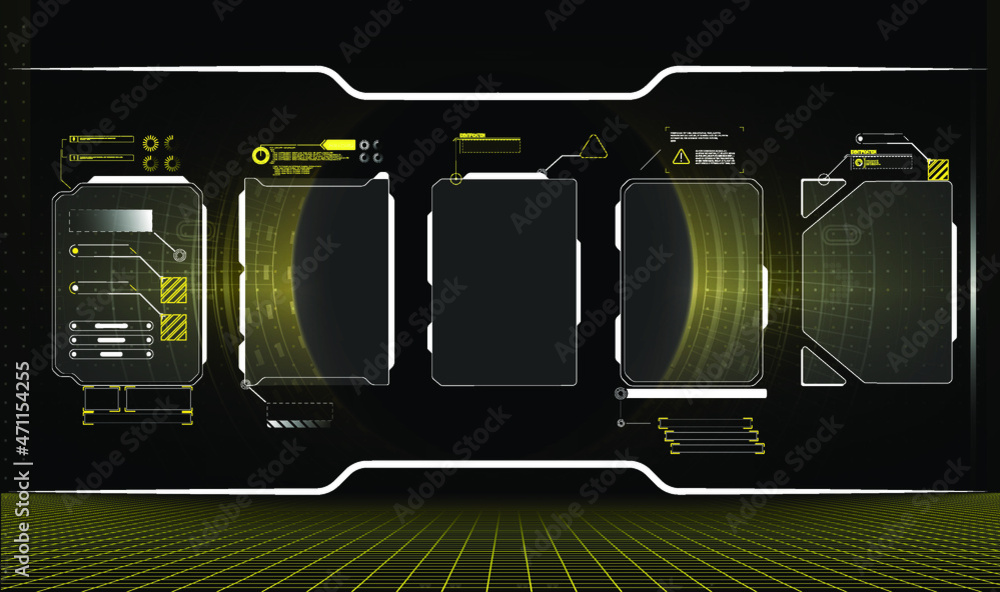 Poster futuristic vector hud interface screen design. digital callouts titles. hud ui gui futuristic user i
