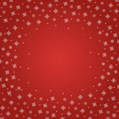 Red christmas background created with snowflakes