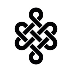 Endless knot - black vector symbol - obrazy, fototapety, plakaty