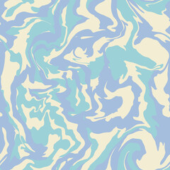 Liquid marble like ink abstract artwork seamless repeat pattern. Retro, vector watercolor color gradient all over surface print background.
