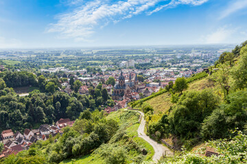 Blick auf die Stadt Heppenheim im Landkreis Bergstraße, Hessen in Deutschland