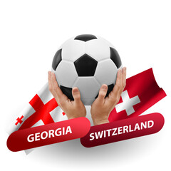 Soccer football competition match, national teams georgia vs switzerland