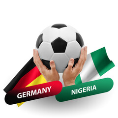 Soccer football competition match, national teams germany vs nigeria