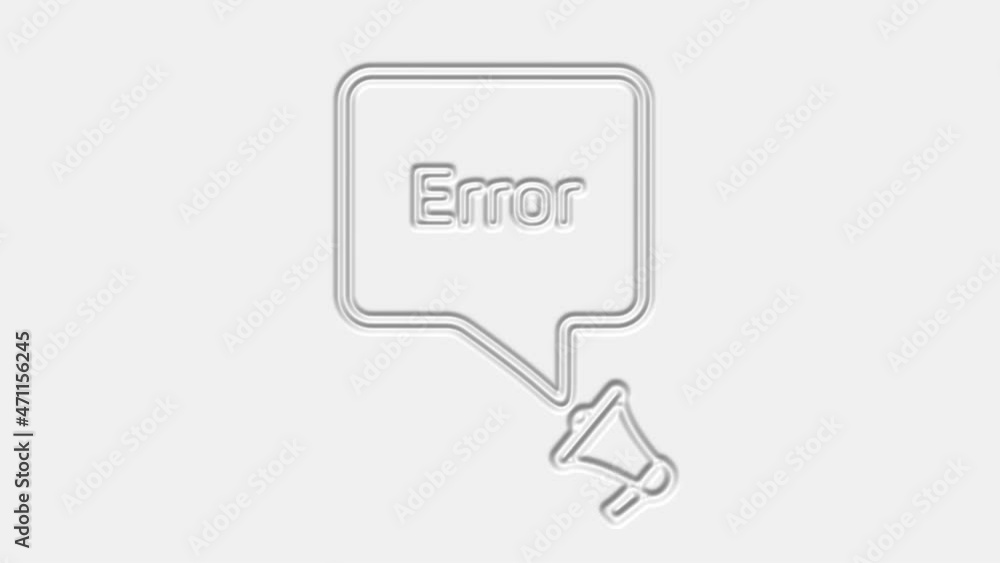 Poster Error. Megaphone with Error text speech bubble banner. Loudspeaker. 4K video motion graphic