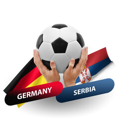 Soccer football competition match, national teams germany vs serbia