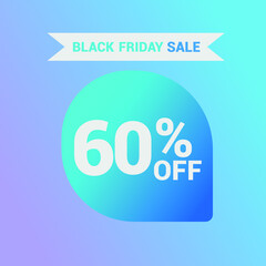 60% off Sale banner special offer ad discount promotion vector banner. price discount offer. season sale promo sticker colorful background