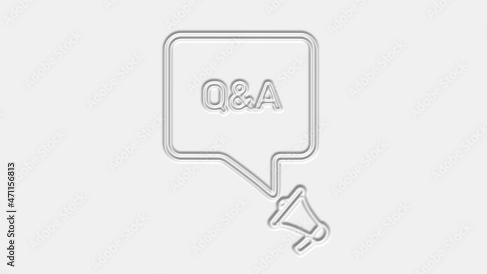 Poster q and a. megaphone with q and a text speech bubble banner. loudspeaker. 4k video motion graphic