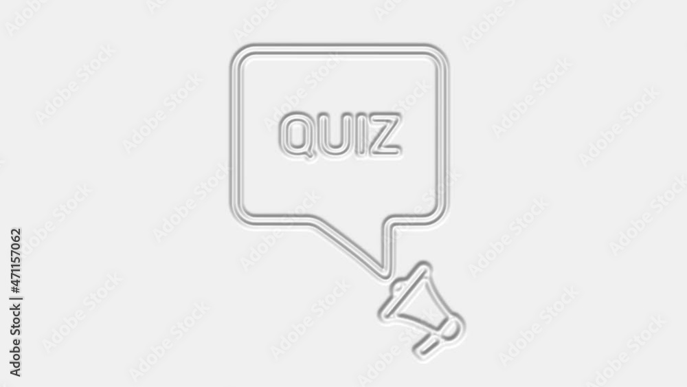 Poster quiz. megaphone with quiz text speech bubble banner. loudspeaker. 4k video motion graphic