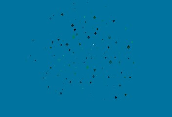 Light Blue, Green vector template with poker symbols.