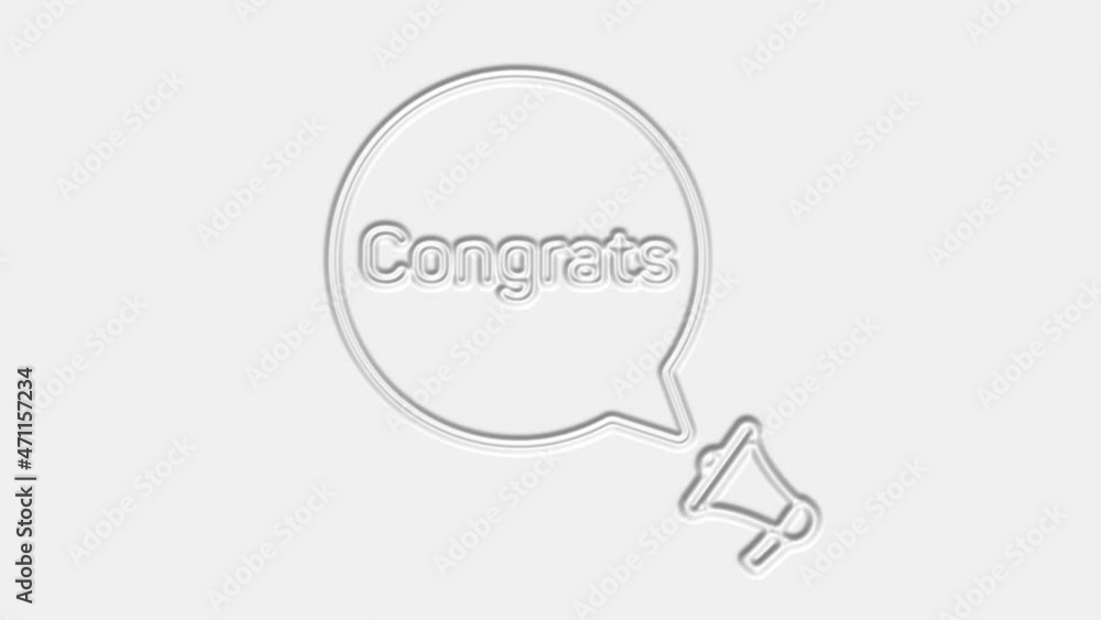 Poster congrats text. megaphone with text congrats speech bubble banner. loudspeaker. 4k video motion graph