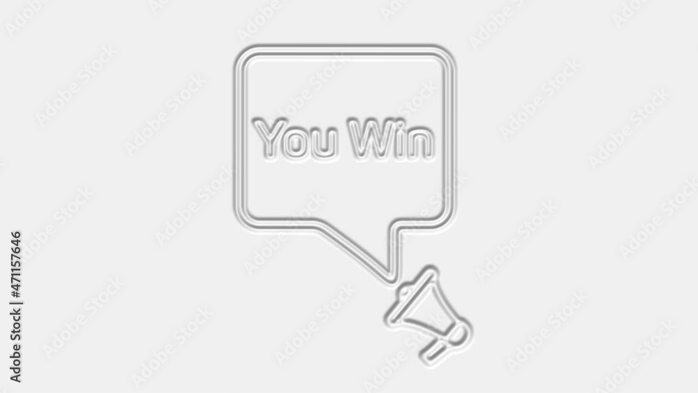 Poster you win. megaphone with you win text speech bubble banner. loudspeaker. 4k video motion graphic