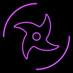 ninja star neon sign, modern glowing banner design, colorful modern design trends. Vector illustration.