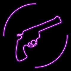 Revolver neon sign, modern glowing banner design, colorful modern design trends. Vector illustration.