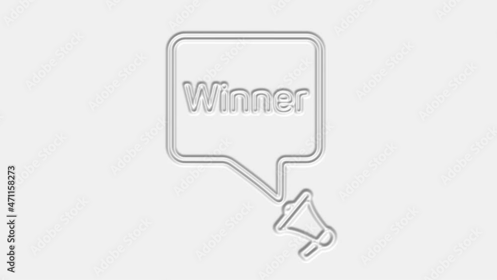 Poster winner. megaphone with winner text speech bubble banner. loudspeaker. 4k video motion graphic