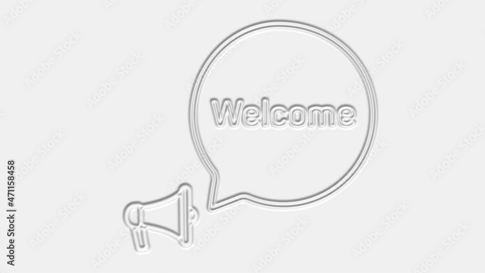 Aufkleber welcome text. megaphone with text welcome speech bubble banner. loudspeaker. 4k video motion graphic
