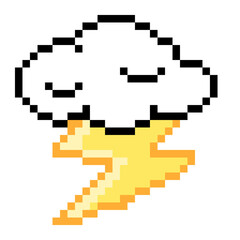 Fototapeta premium Pixel Illustration of cloud and thunder