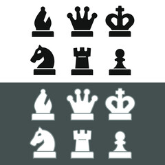 Simplified chess pieces icons