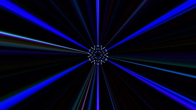 shining bright lines set blue wave motion, colorful, on black background